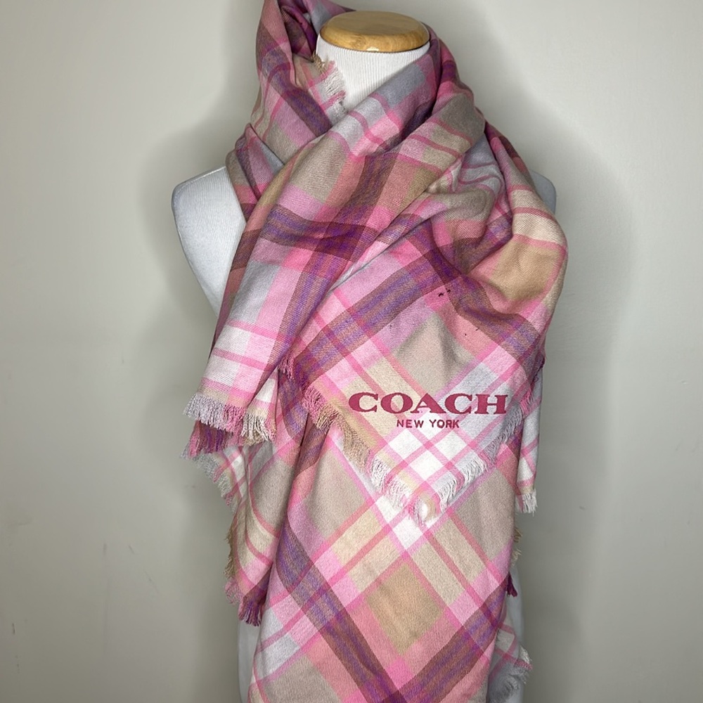 COACH || Stripe Plaid OSQ Wrap Scarf. Sz. OS